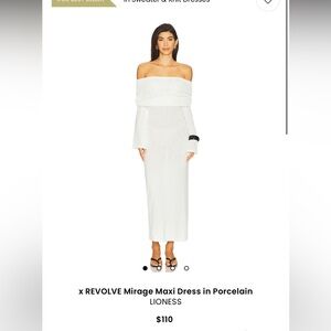 Lioness x Revolve Mirage off the shoulder Maxi Dress in white boucle